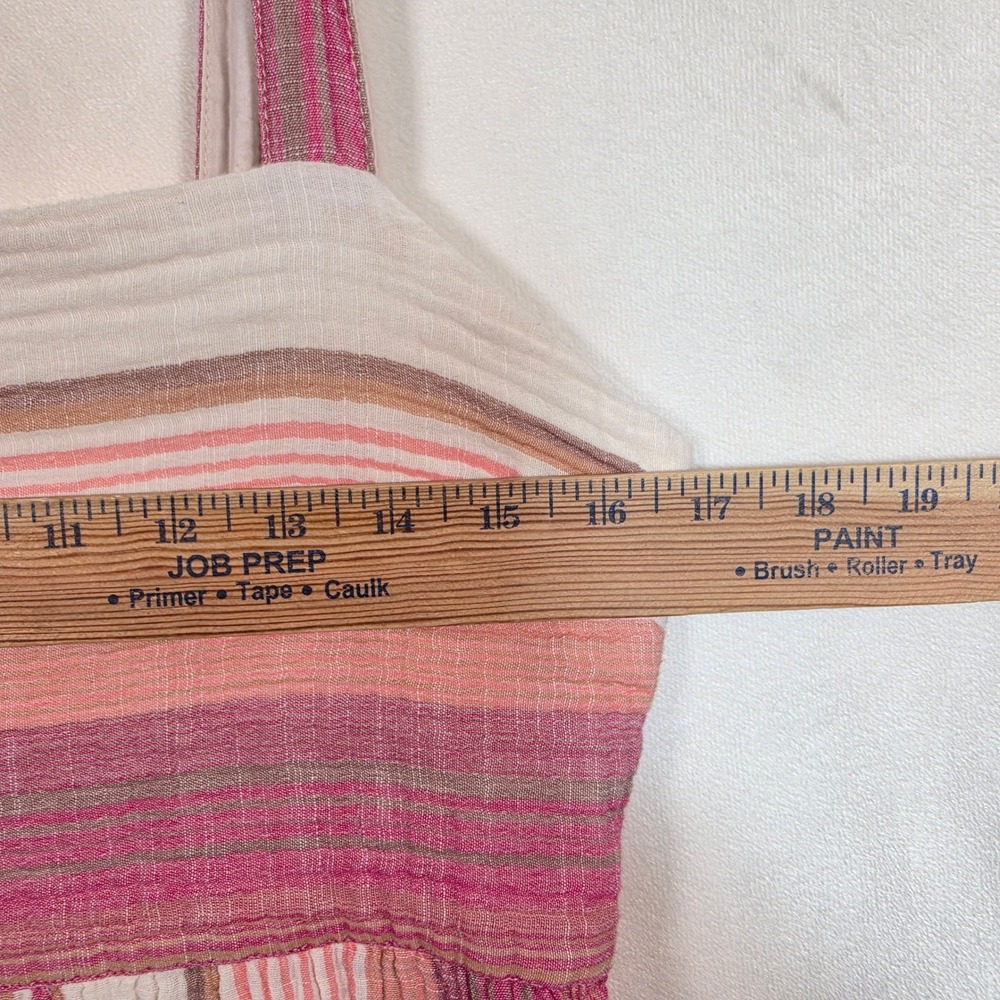 Faherty Sarah Tiered Maxi Dress Womens M Pink Coastal Boho Festival Oia Stripe - Picture 4 of 16